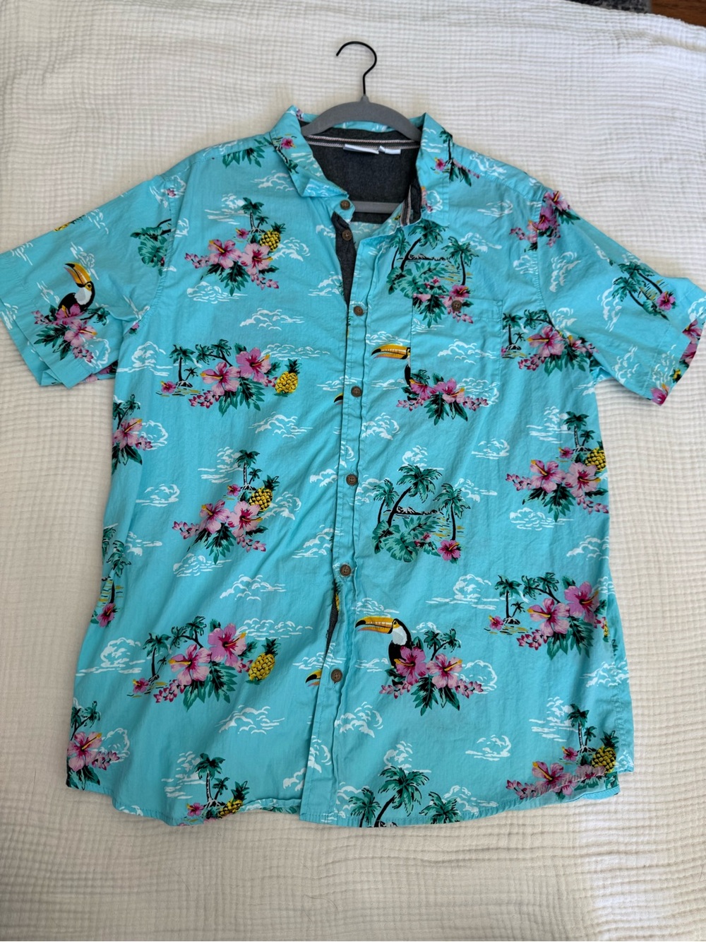 Rob Jon Turquoise Hawaiian Floral Short-Sleeve Shirt - Men